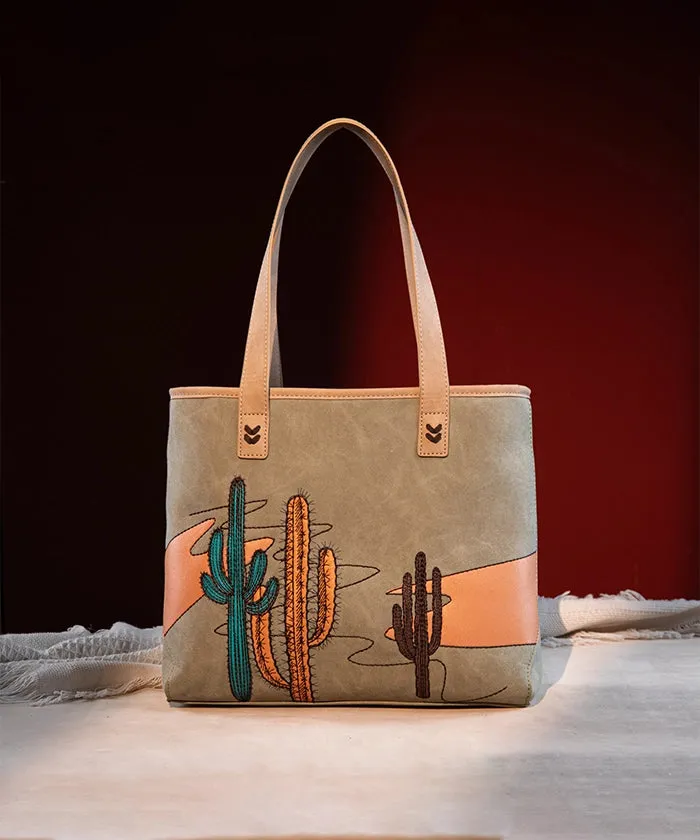 Montana West Cactus Embroidered Tote Bag