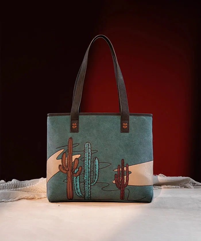 Montana West Cactus Embroidered Tote Bag