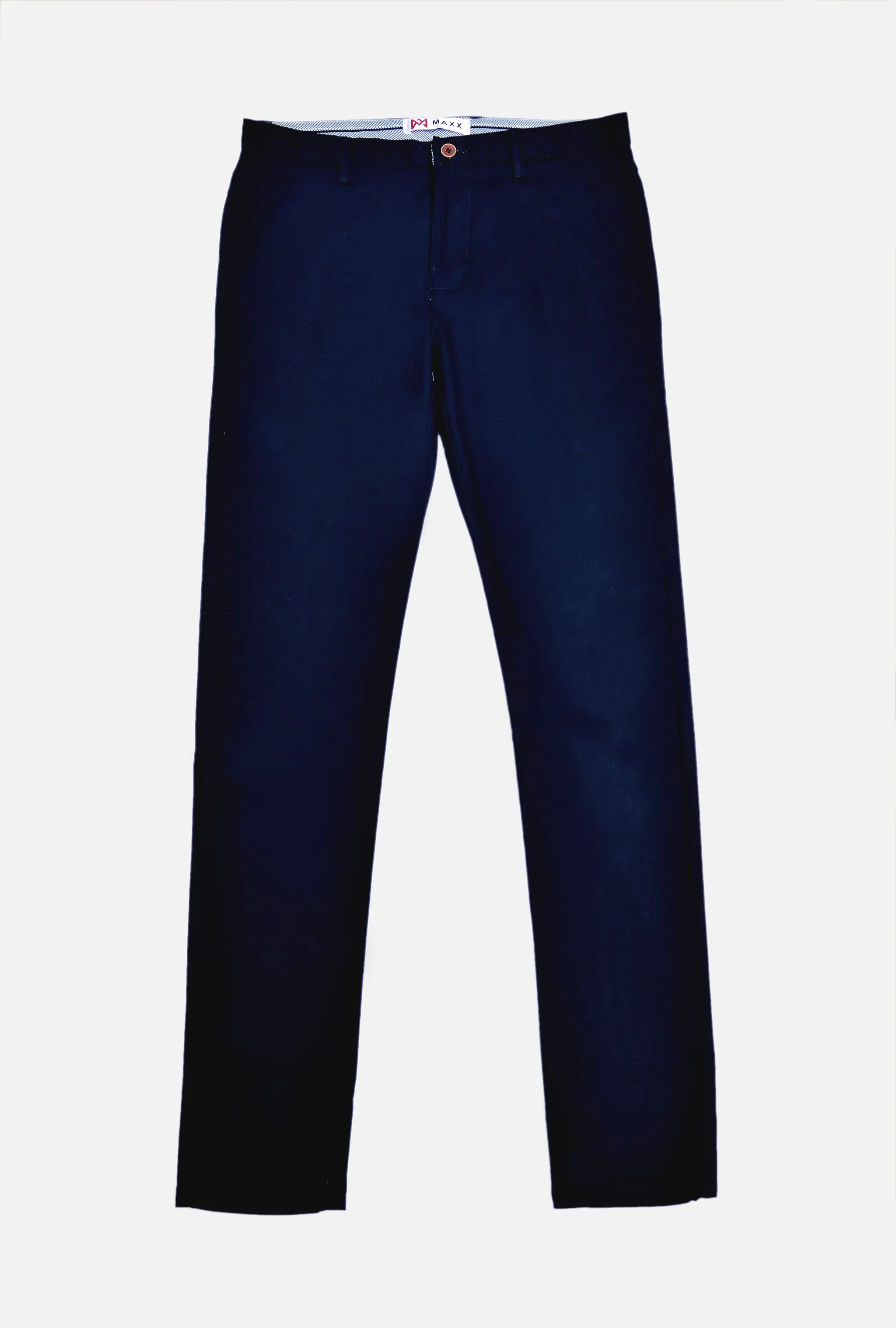 Navy Blue Textured Cotton Chinos Pants