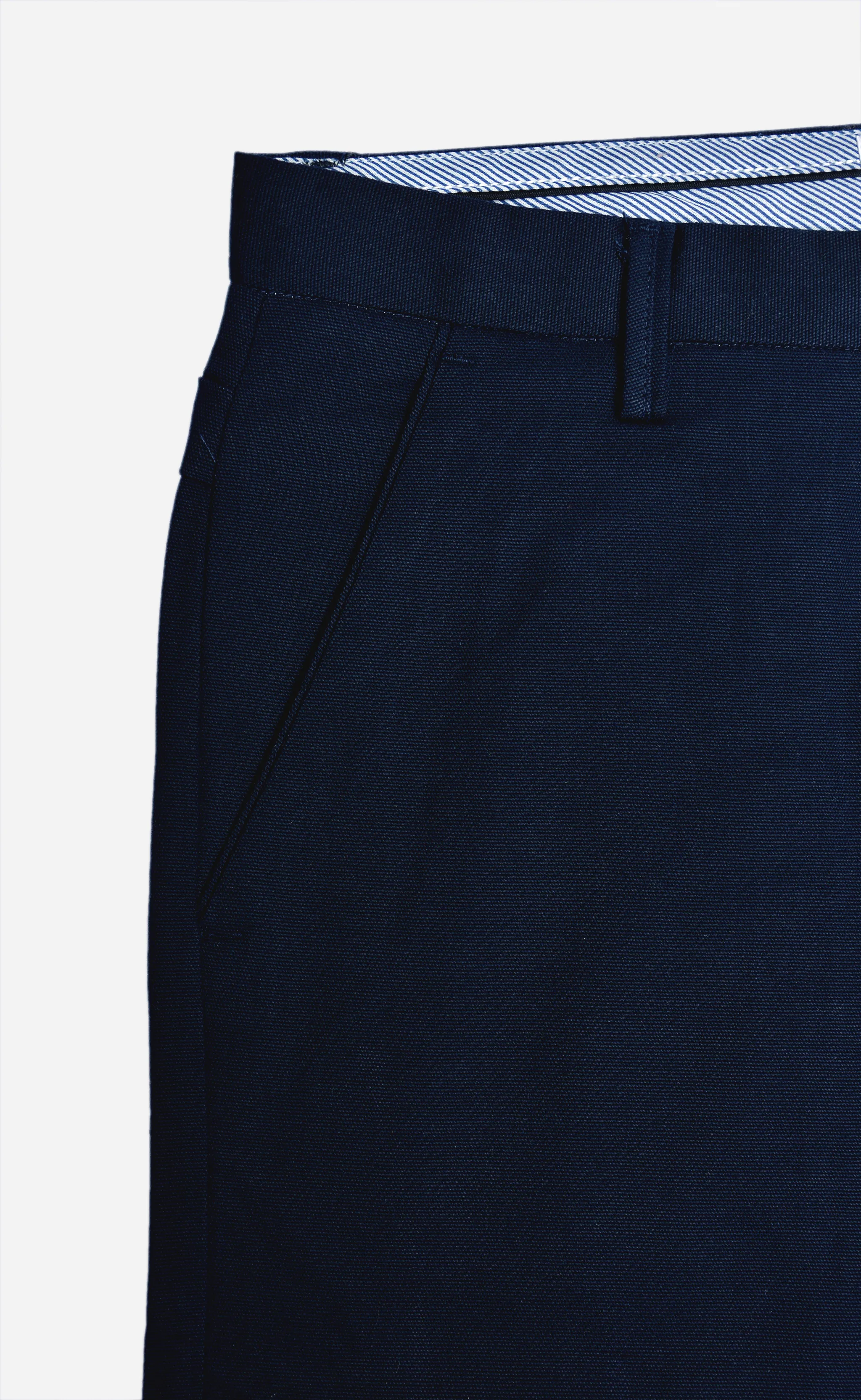 Navy Blue Textured Cotton Chinos Pants