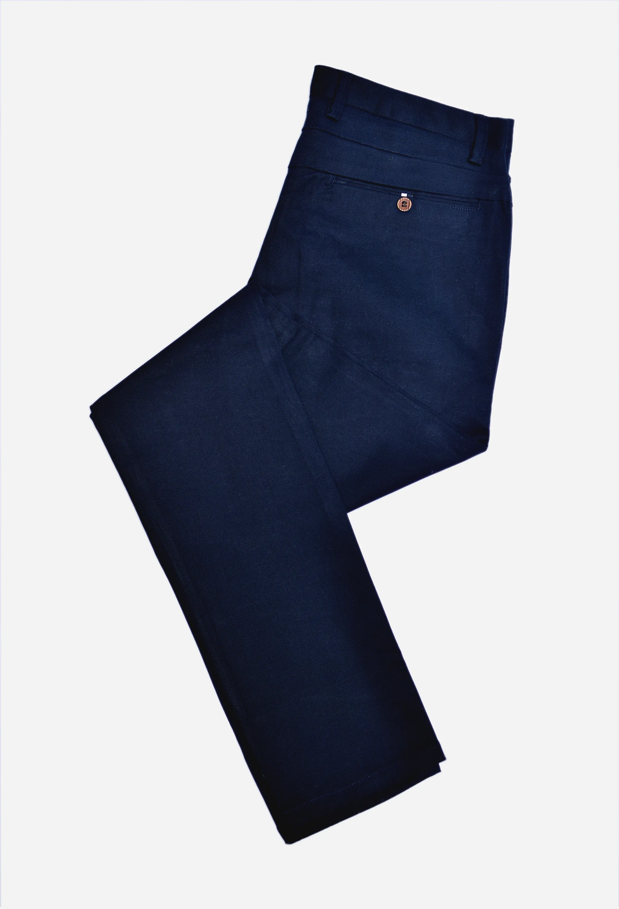 Navy Blue Textured Cotton Chinos Pants