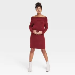 New - Isabel Maternity Women's Off The Shoulder Maternity Sweater Dress