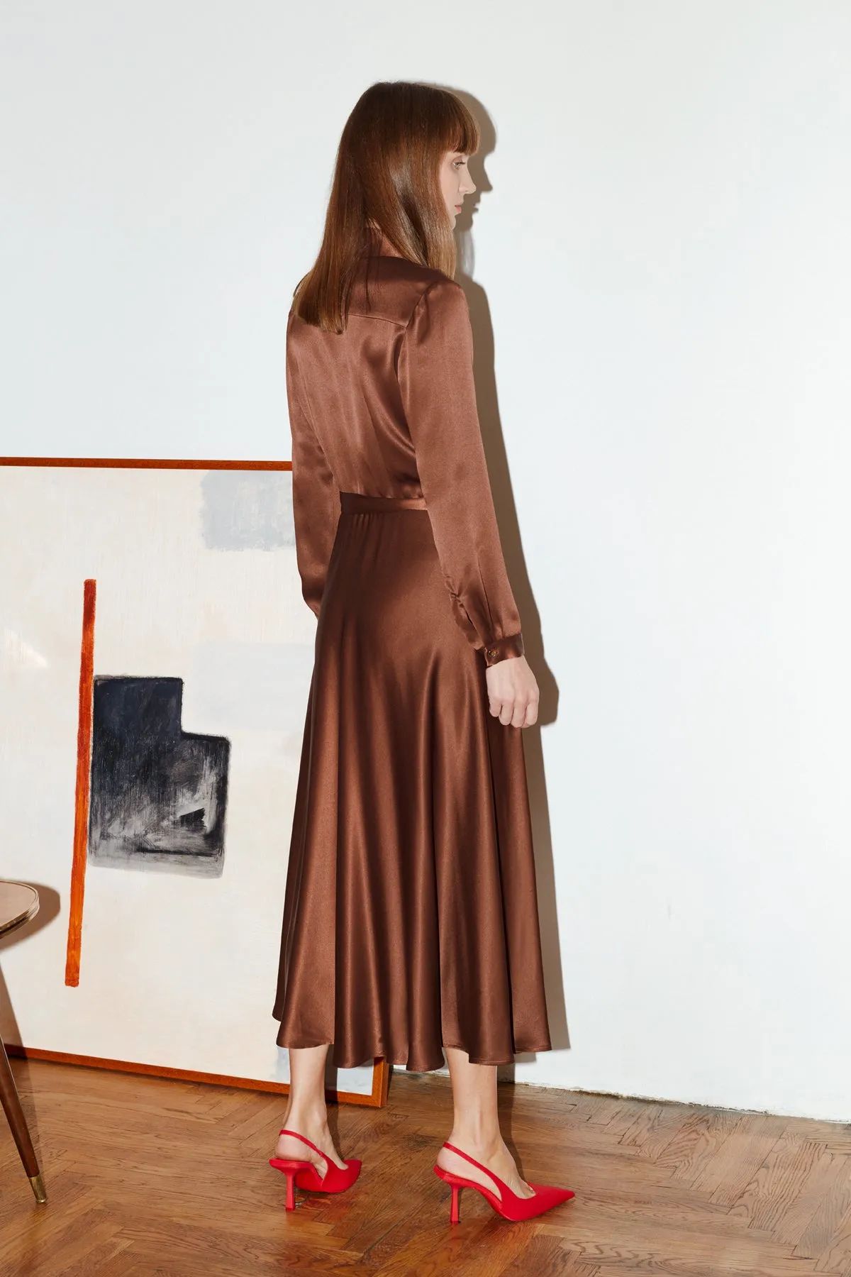 NOELA brown midi shirt dress