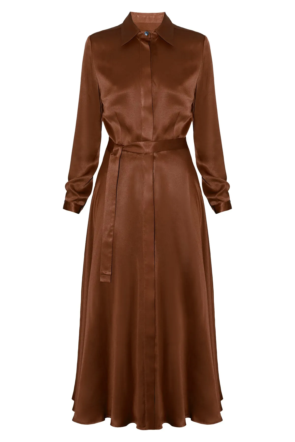 NOELA brown midi shirt dress