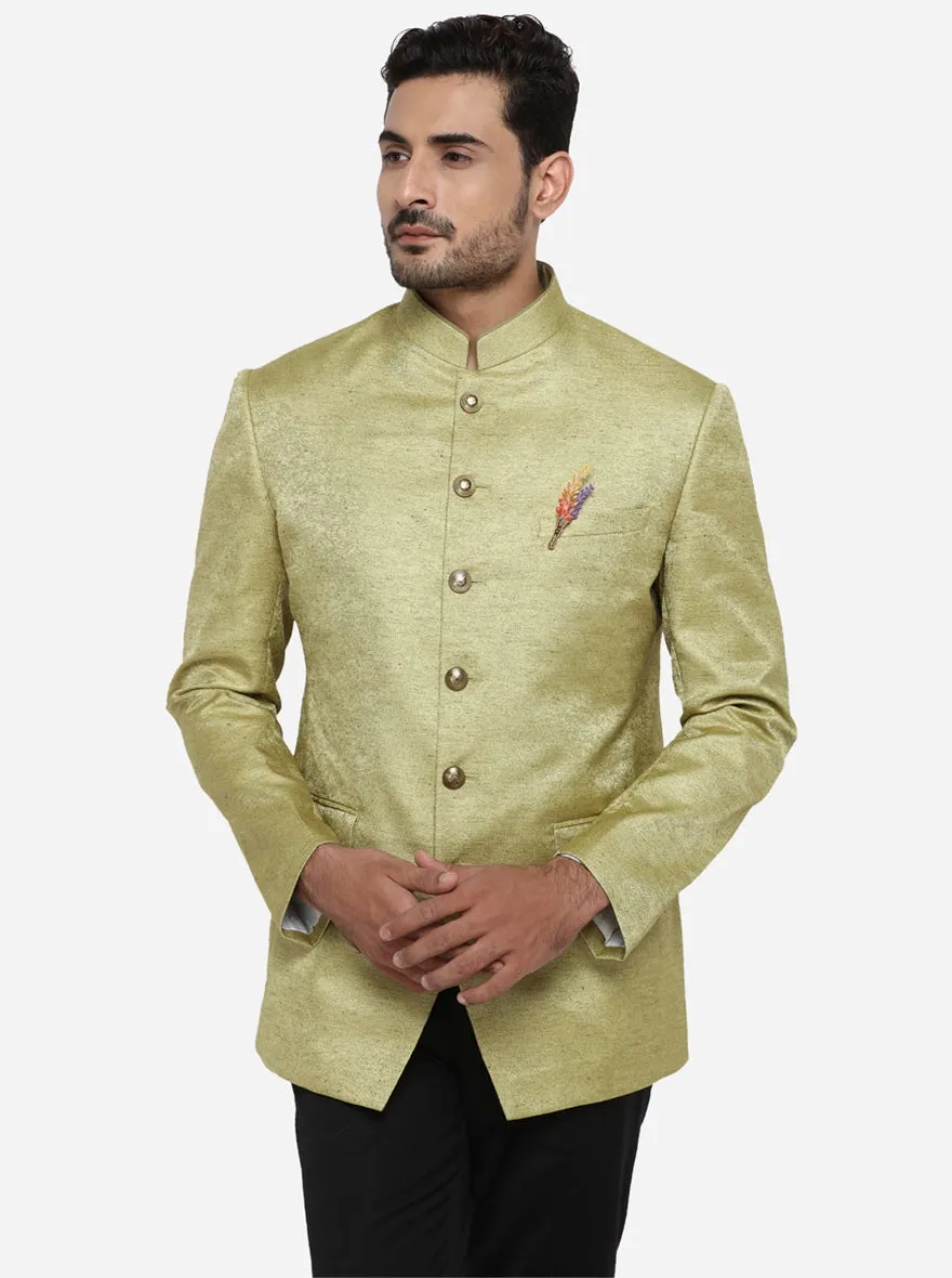 Olive Green & Golden Jodhpuri Suit | JadeBlue