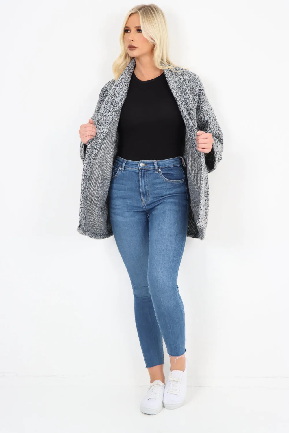 Open Front Teddy Boucle Cardigan