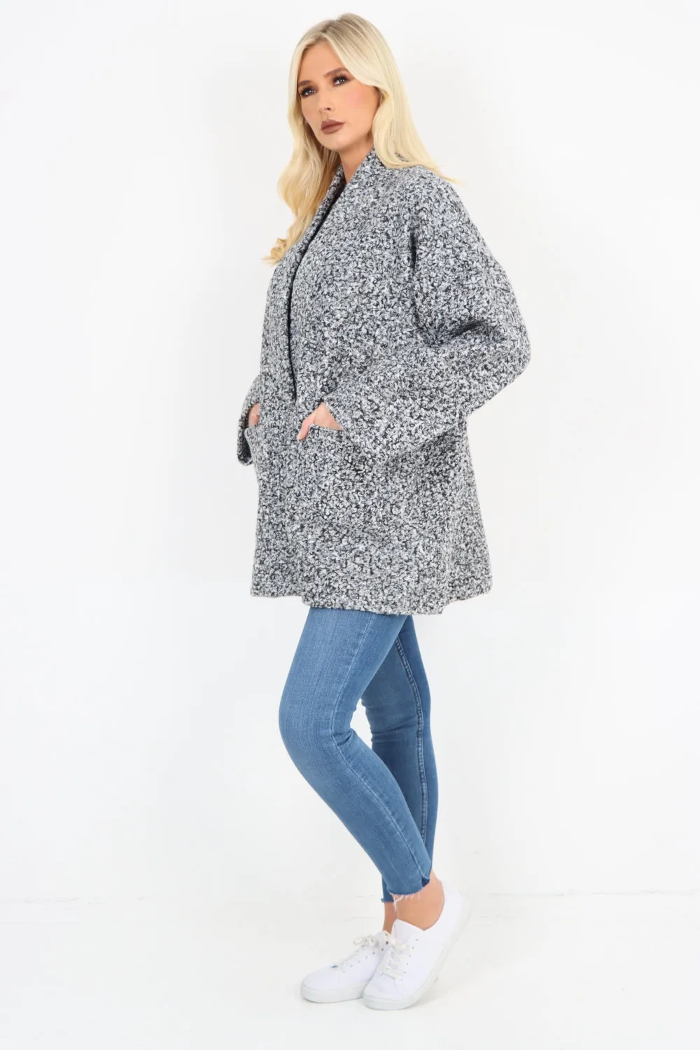 Open Front Teddy Boucle Cardigan