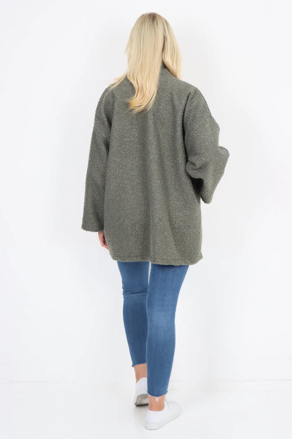 Open Front Teddy Boucle Cardigan