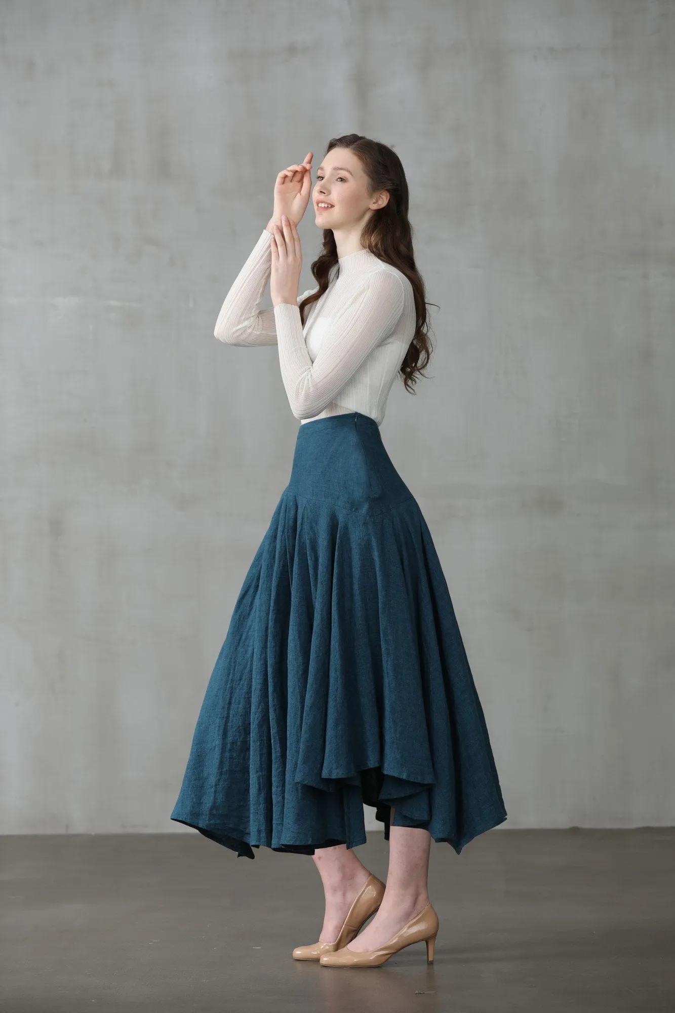 Opera 25 | peacock blue linen skirt