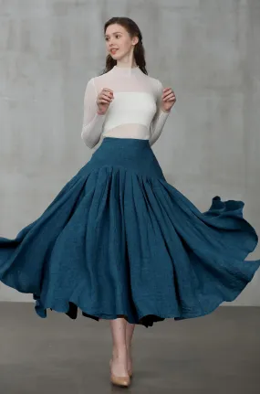 Opera 25 | peacock blue linen skirt