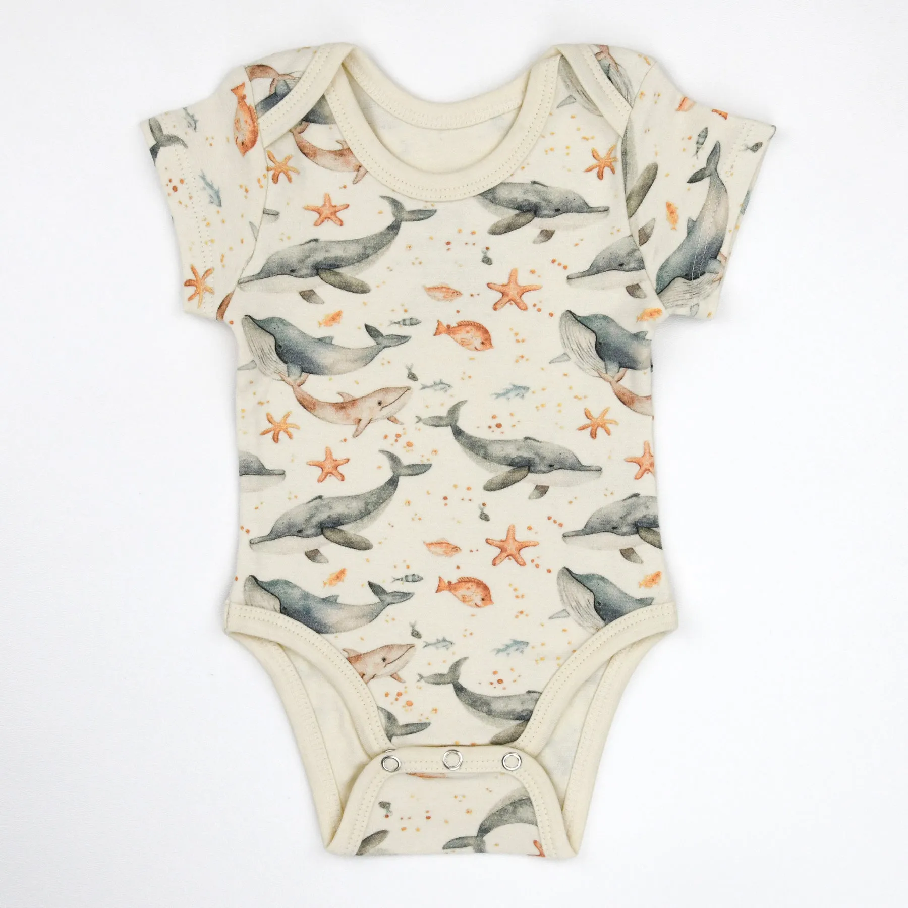 Organic Cotton Short Sleeve Baby Bodysuit, Neptune