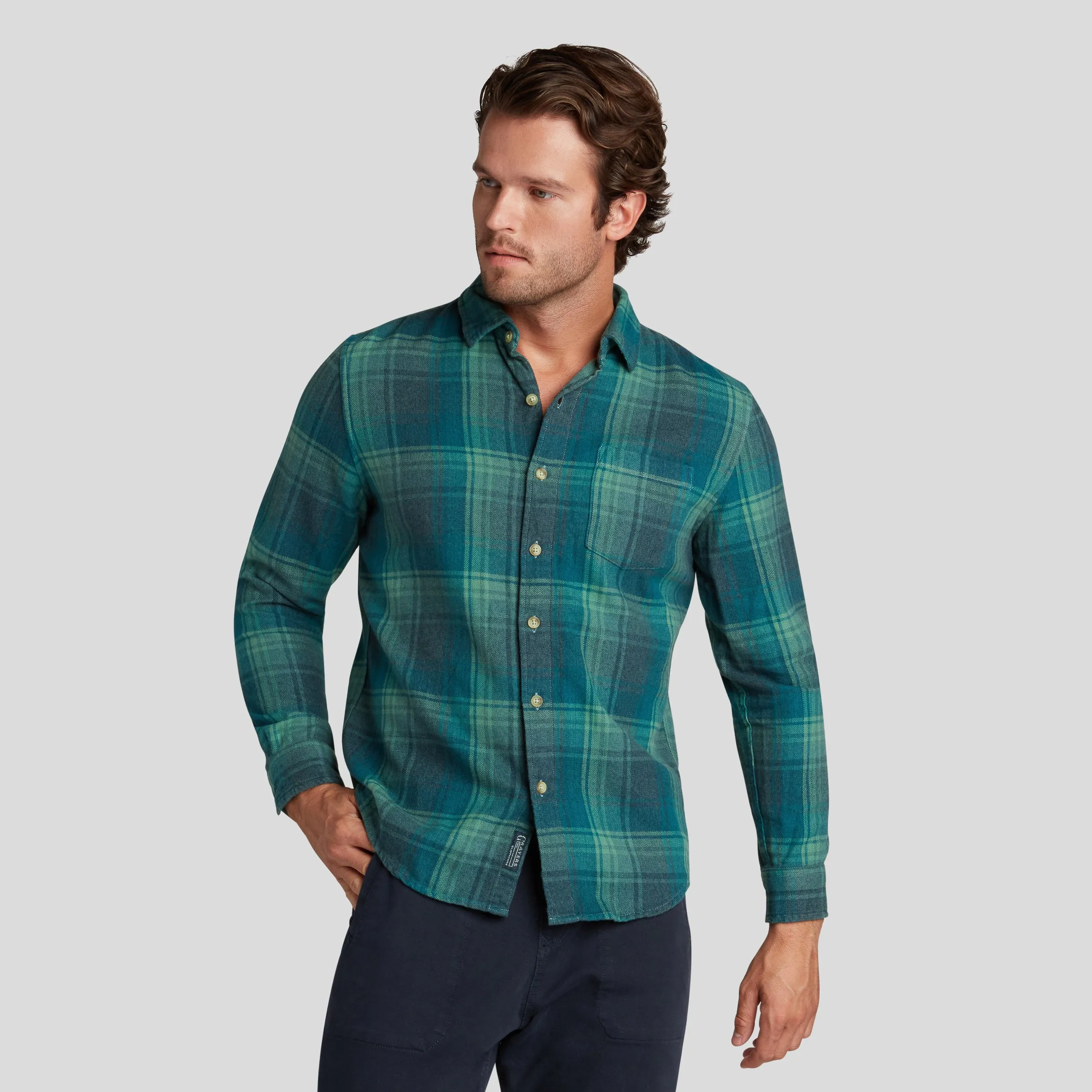 Palisades 3 Ply Jaspe Flannel - Verdant Green Plaid