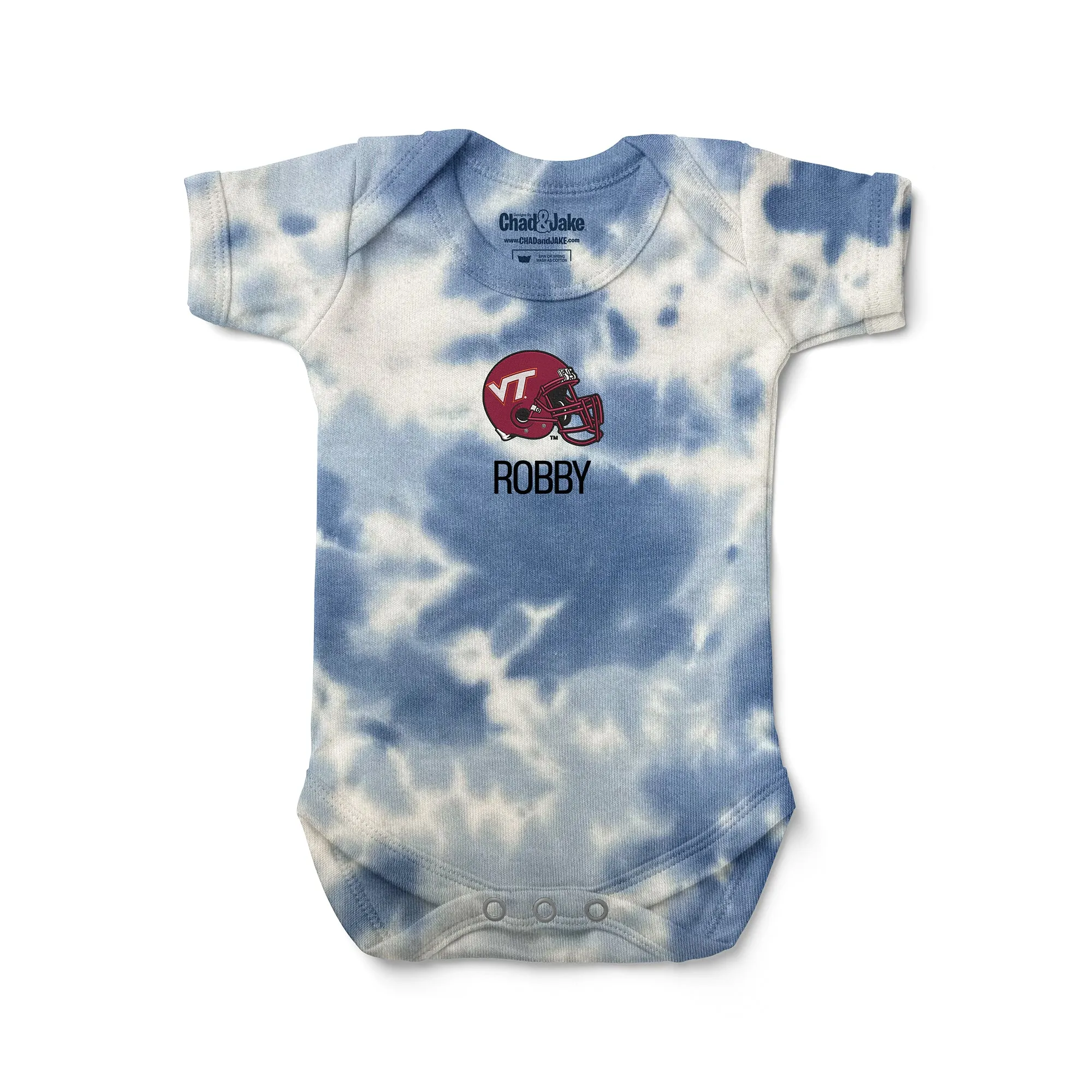 Personalized Virginia Tech Hokies Helmet Tie Dye Bodysuit