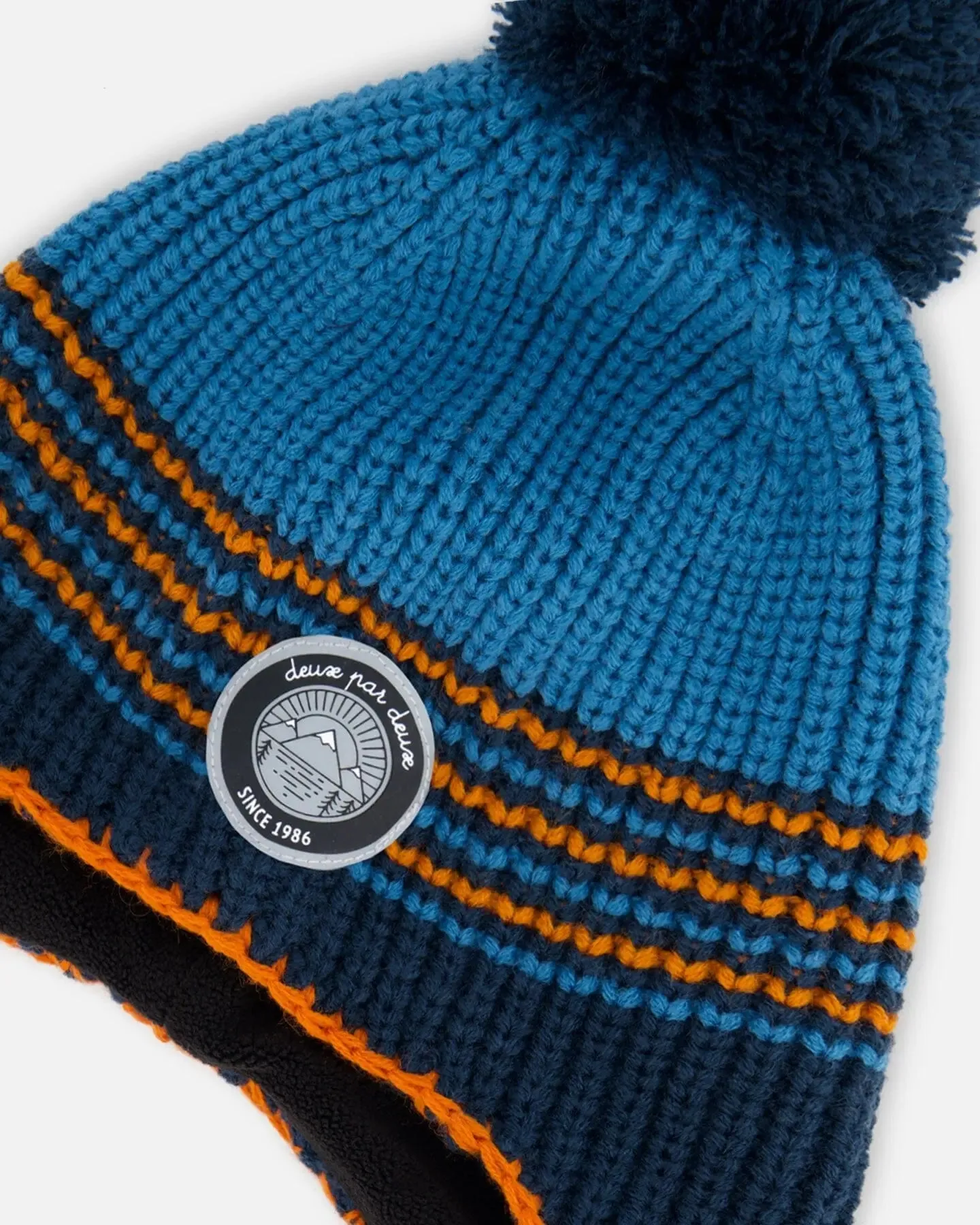 Peruvian Knit Hat Blue And Orange