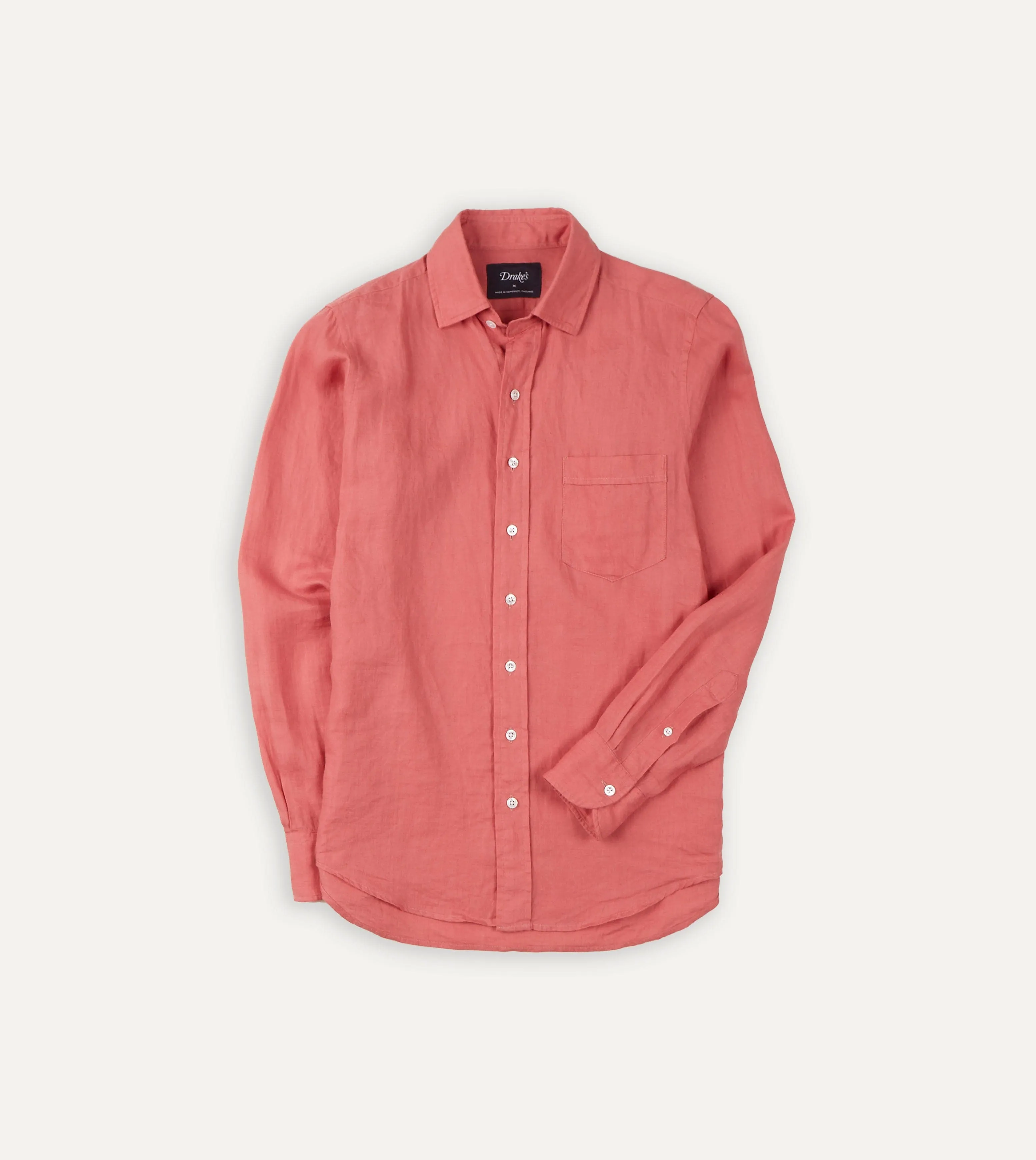 Pink Linen Spread Collar Shirt