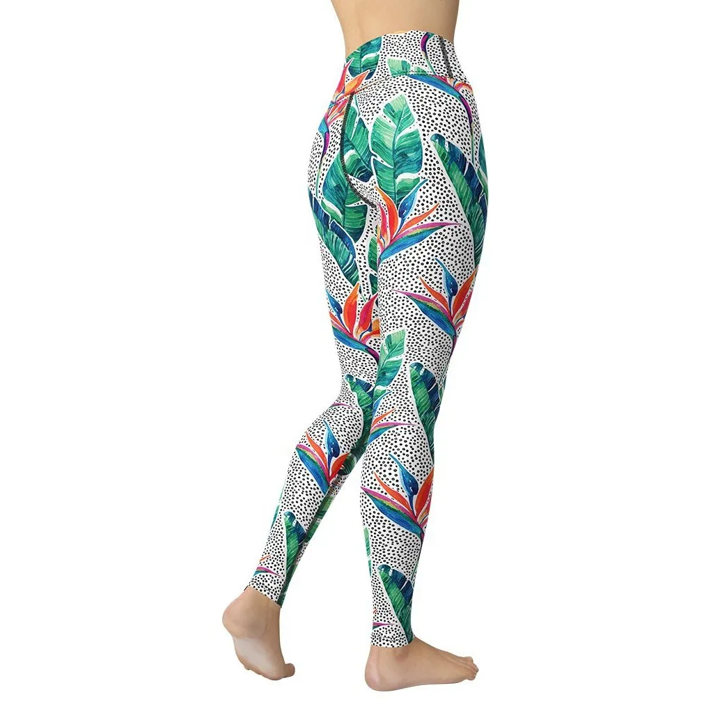 Polka Dot Floral Yoga Leggings