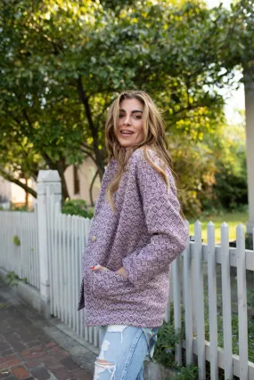 Portuguese Wool Pieper Coat in Purple Dot - M Samples