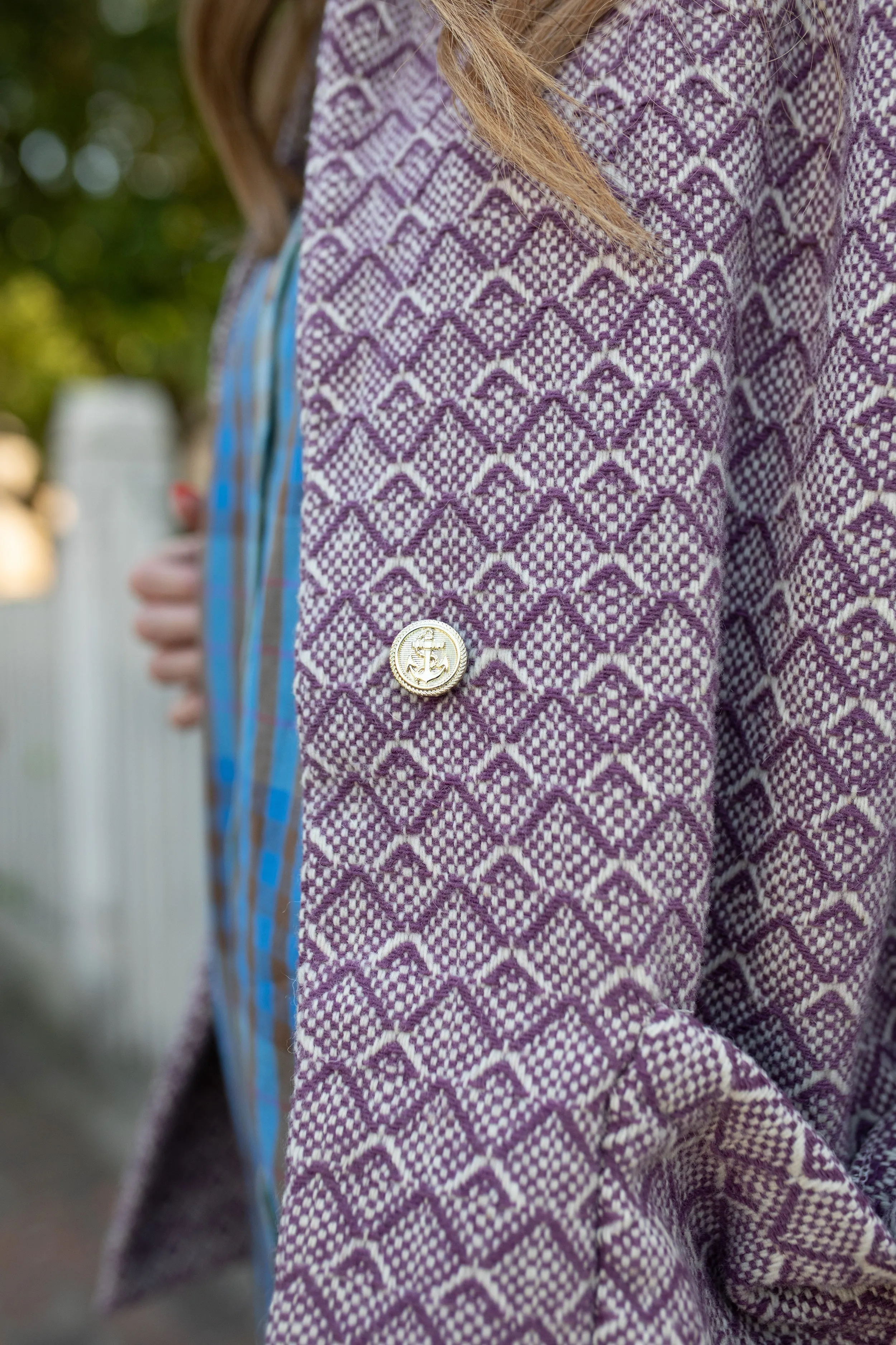 Portuguese Wool Pieper Coat in Purple Dot - M Samples