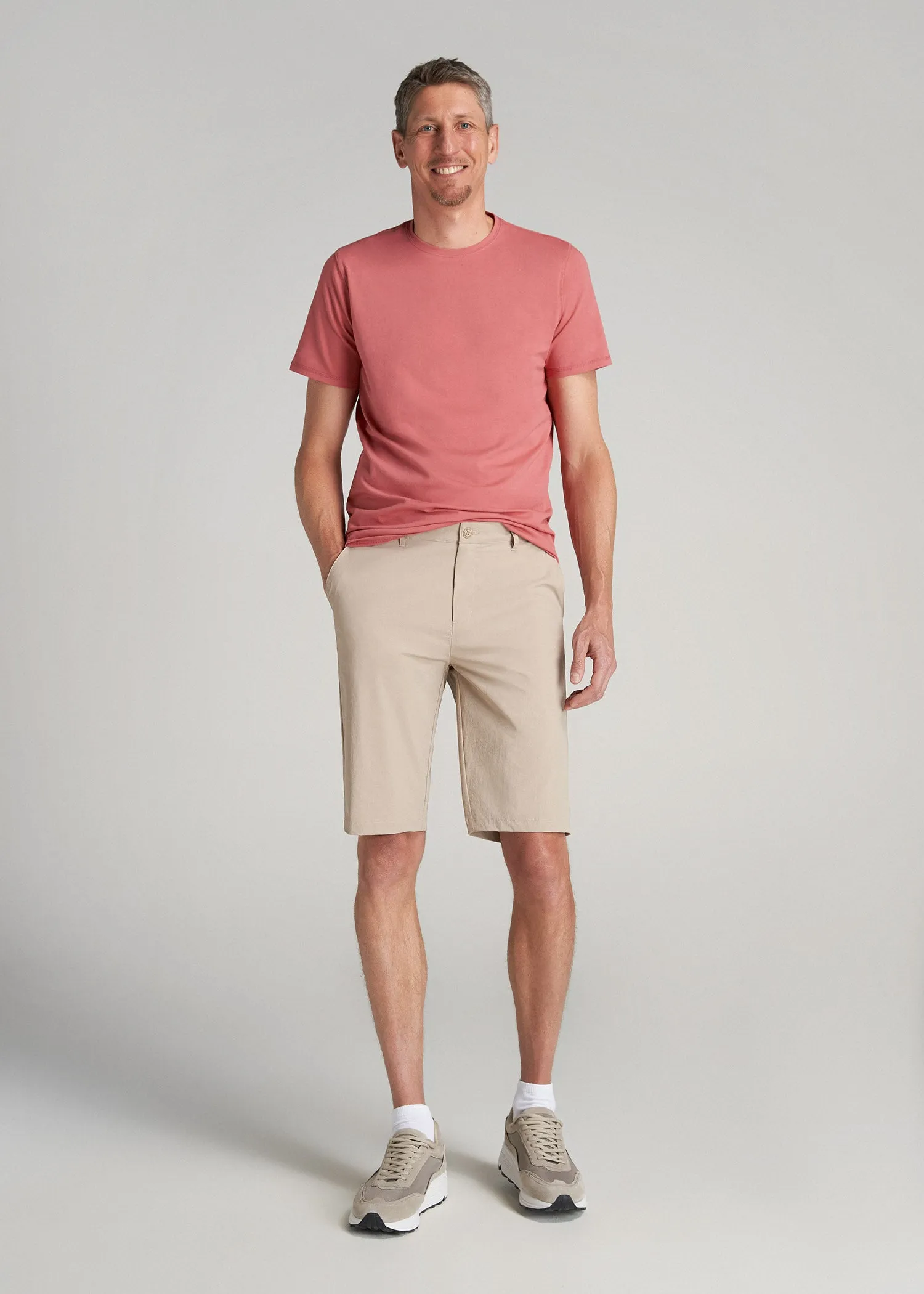 Premium Hybrid Shorts for Tall Men in Clay