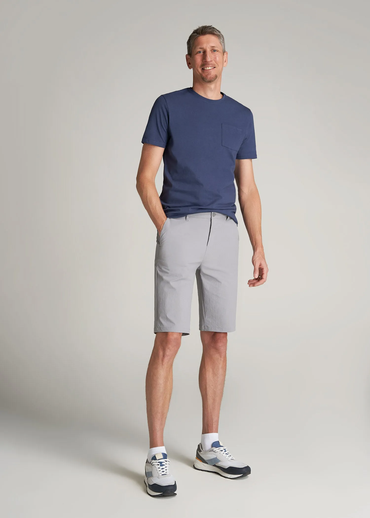 Premium Hybrid Shorts for Tall Men in Night Owl Grey