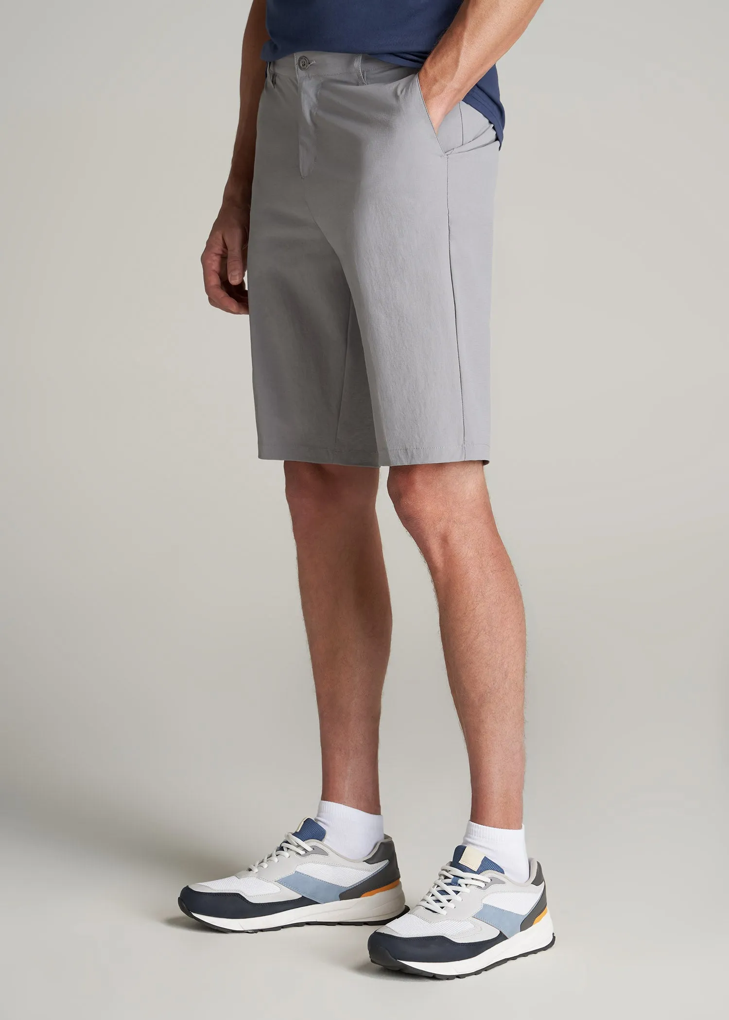 Premium Hybrid Shorts for Tall Men in Night Owl Grey