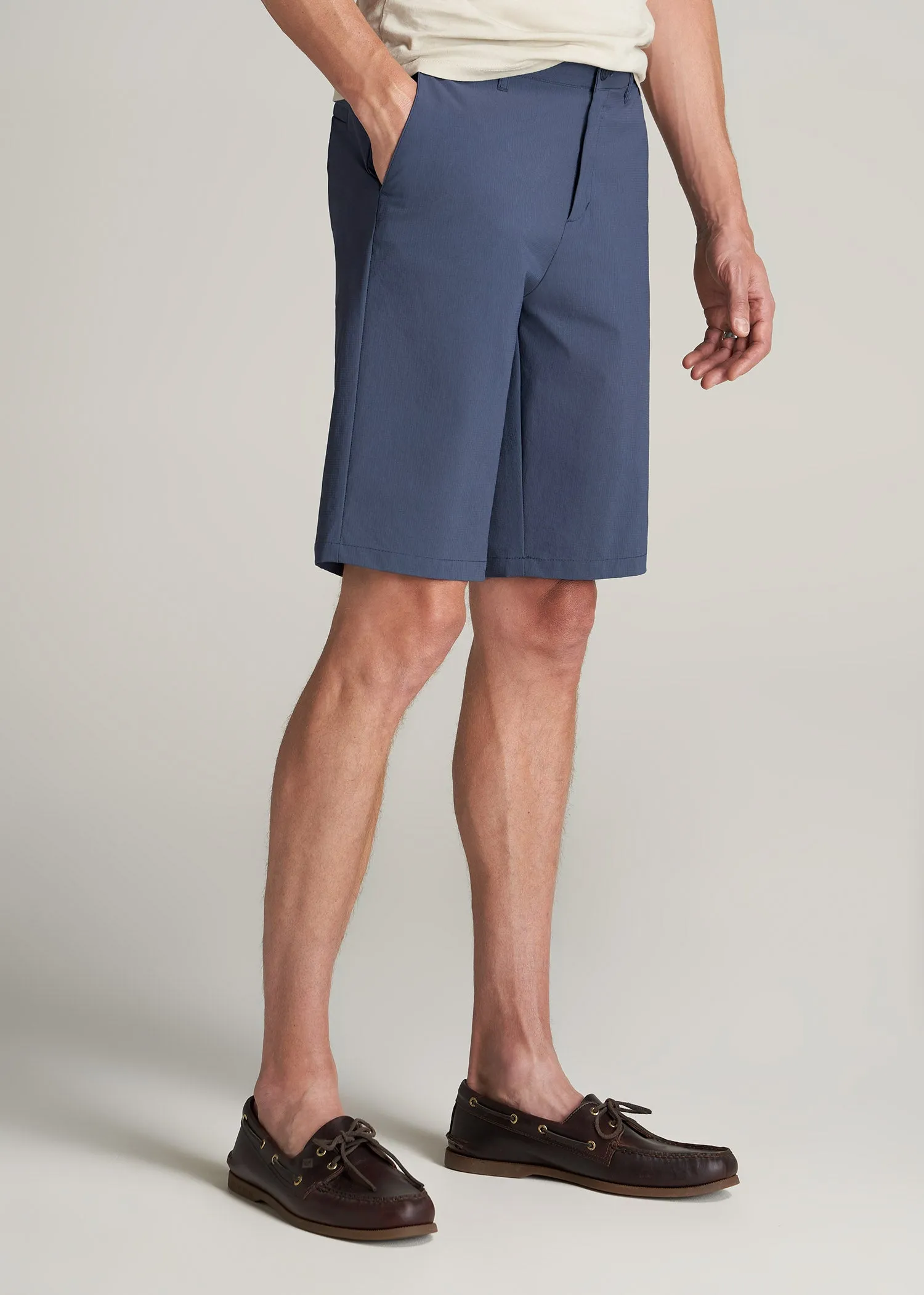 Premium Hybrid Shorts for Tall Men in Smoky Blue