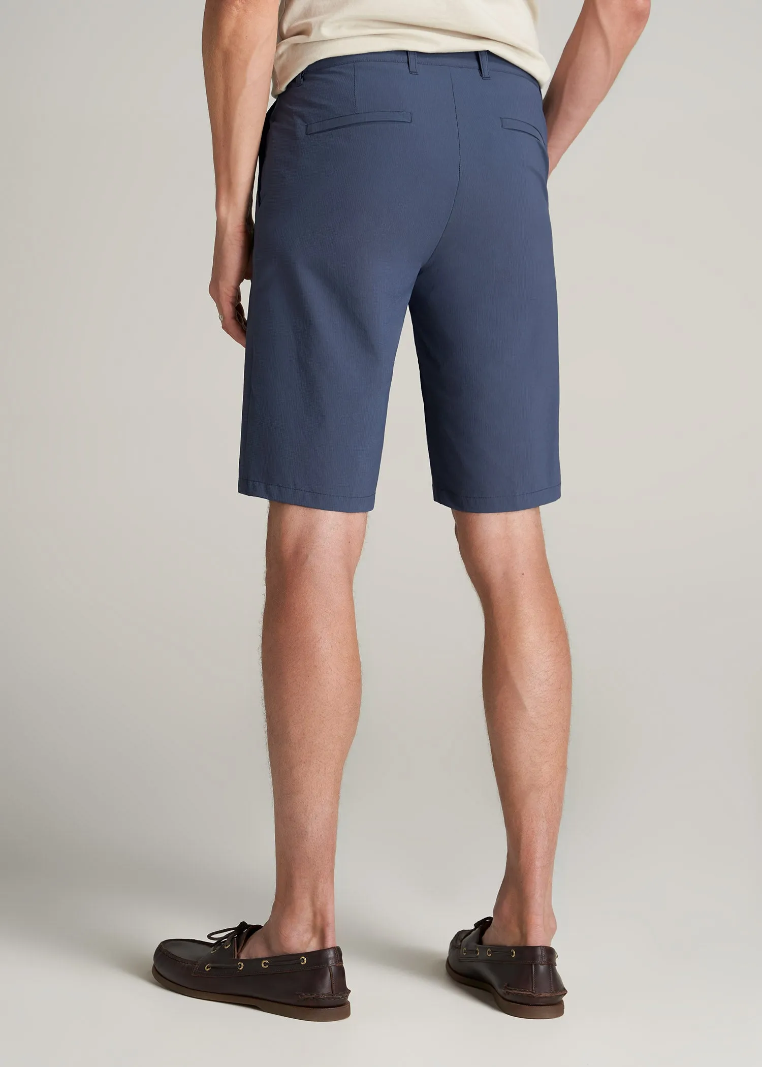 Premium Hybrid Shorts for Tall Men in Smoky Blue