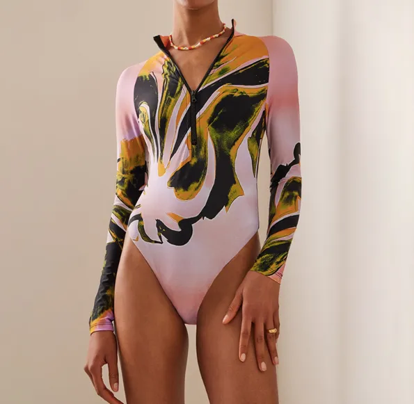 Printed spandex bodysuit