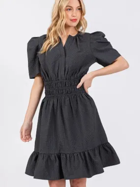 Puff Sleeve Ruffle Dress