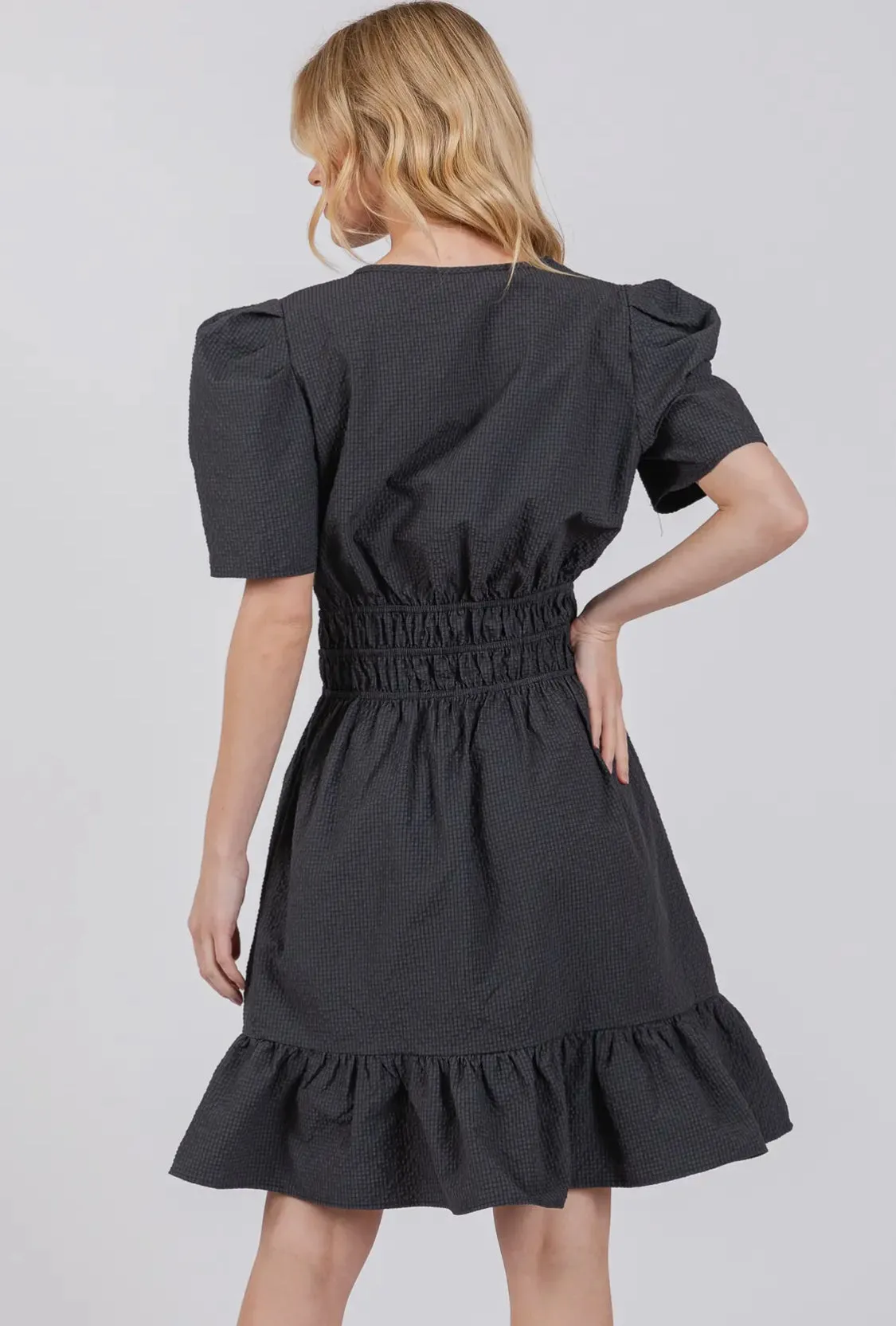 Puff Sleeve Ruffle Dress