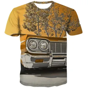 Racing Car T-shirt Men Metal Tshirts Cool City T shirts Funny Gray T-shirts 3d Retro Tshirts Casual