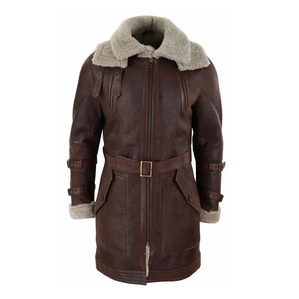 RAF Aviator Real Bomber Shearling Leather Coat for Men