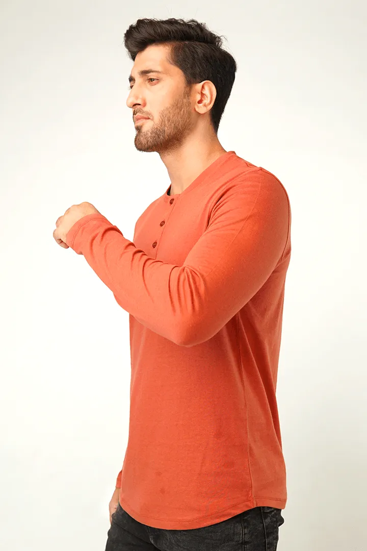 Red Ochre Full Sleeve Henley T-Shirt