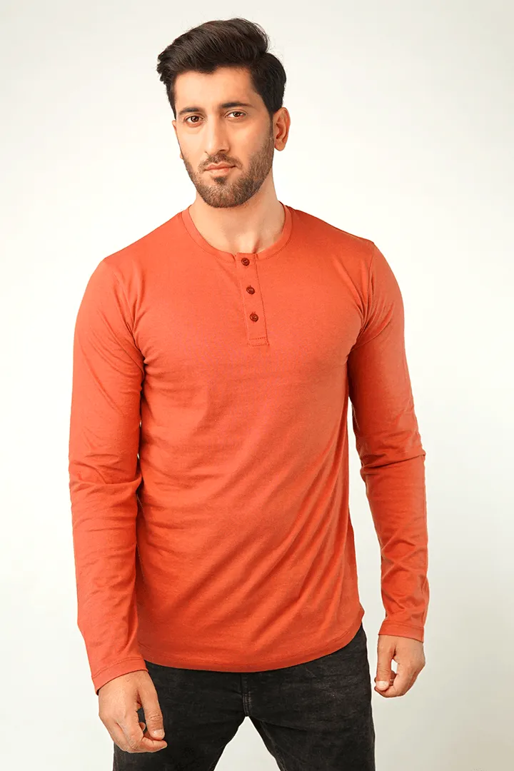 Red Ochre Full Sleeve Henley T-Shirt