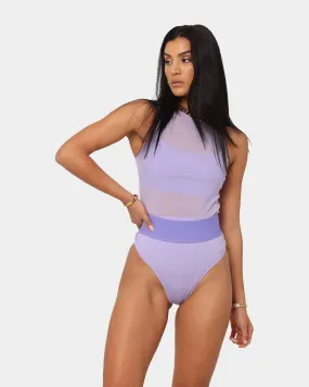 Reebok Women's Cardi B Two-In-One Bodysuit Purple