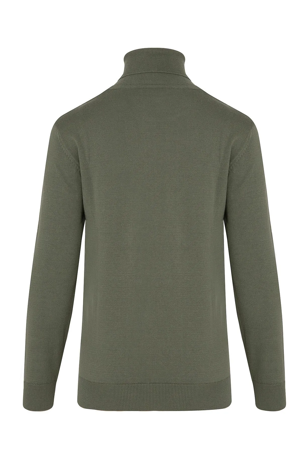 Regular Fit Seagrass Cotton Blend Turtleneck Sweater