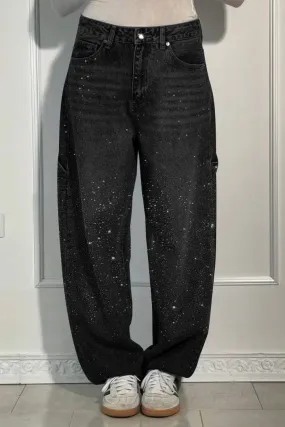 Rhinestone Loose Fit Harem Jeans