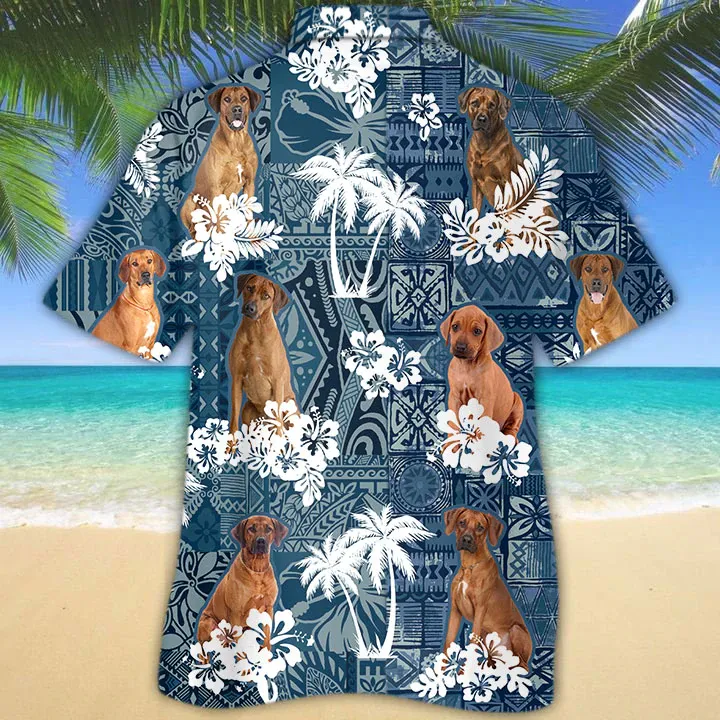 Rhodesian Ridgeback Hawaiian Shirt, Floral Dog Short Sleeve Hawaiian Aloha Shirt, mens hawaiian shirt, Summer aloha shirt