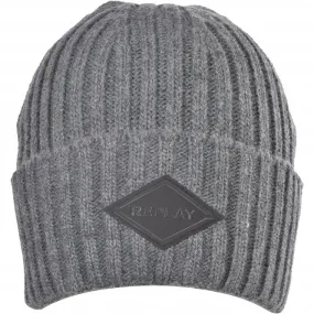 Ribbed Knit Beanie Hat, Grey Melange