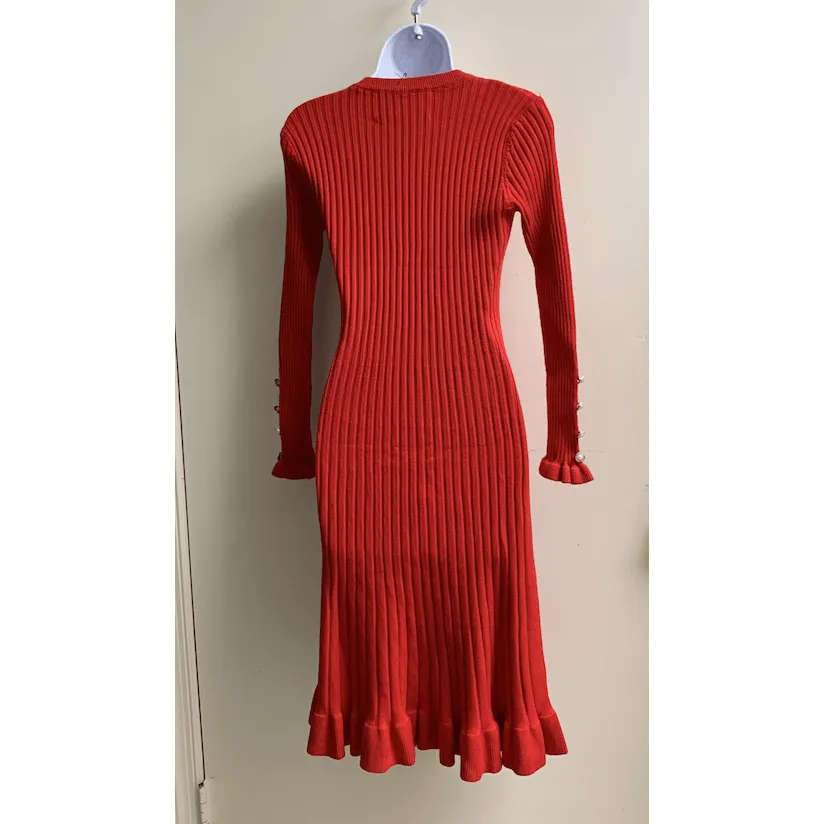 Ribbed long sleeve sweater dress