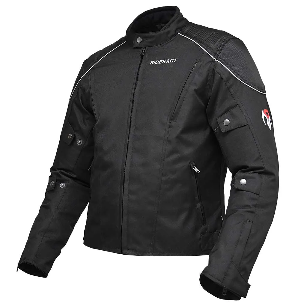 RIDERACT® Waterproof Motorcycle Jacket Cordura Classic Black