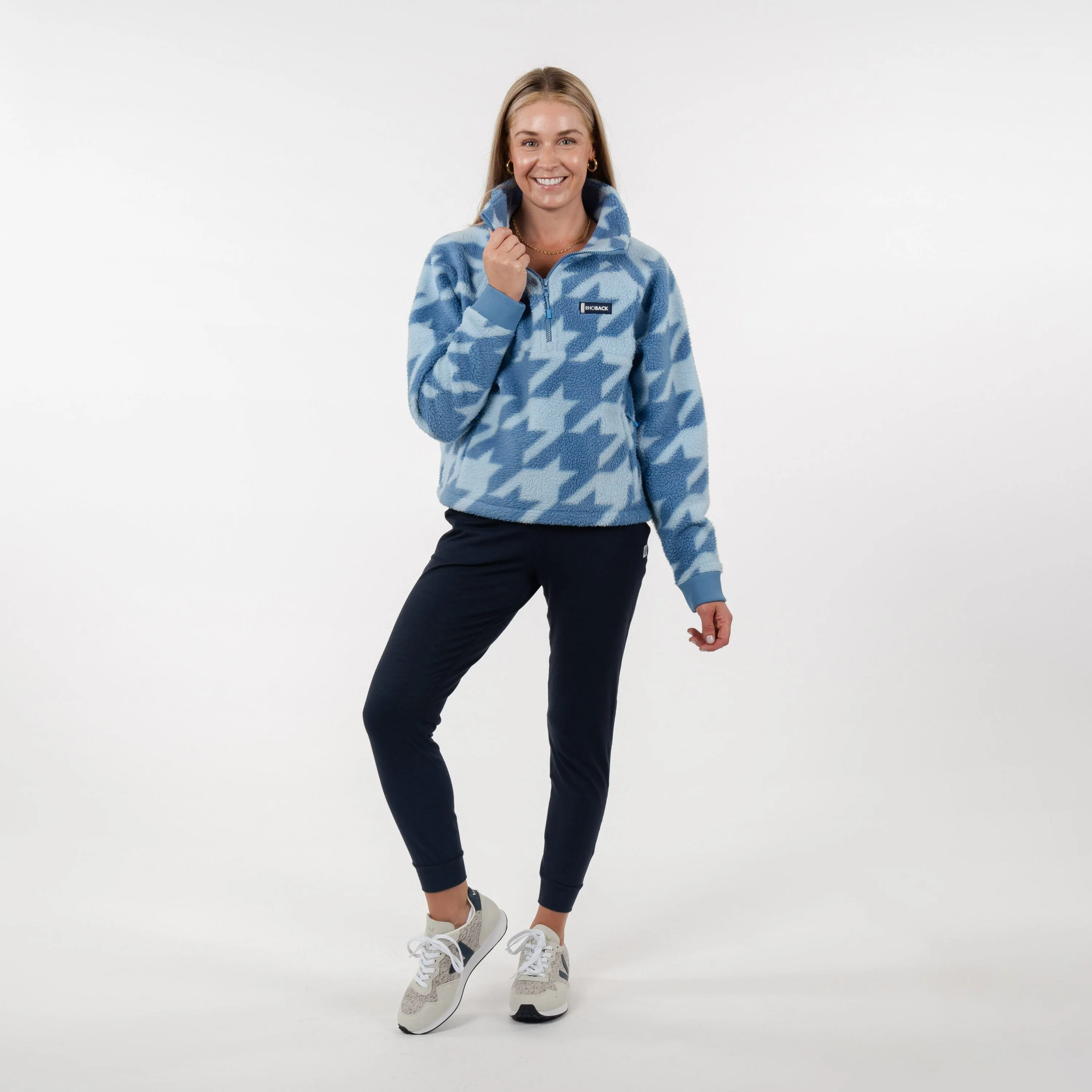 Rivanna Fleece Pullover | The Bold Houndstooth - Highcountry Blue/Pure Blue