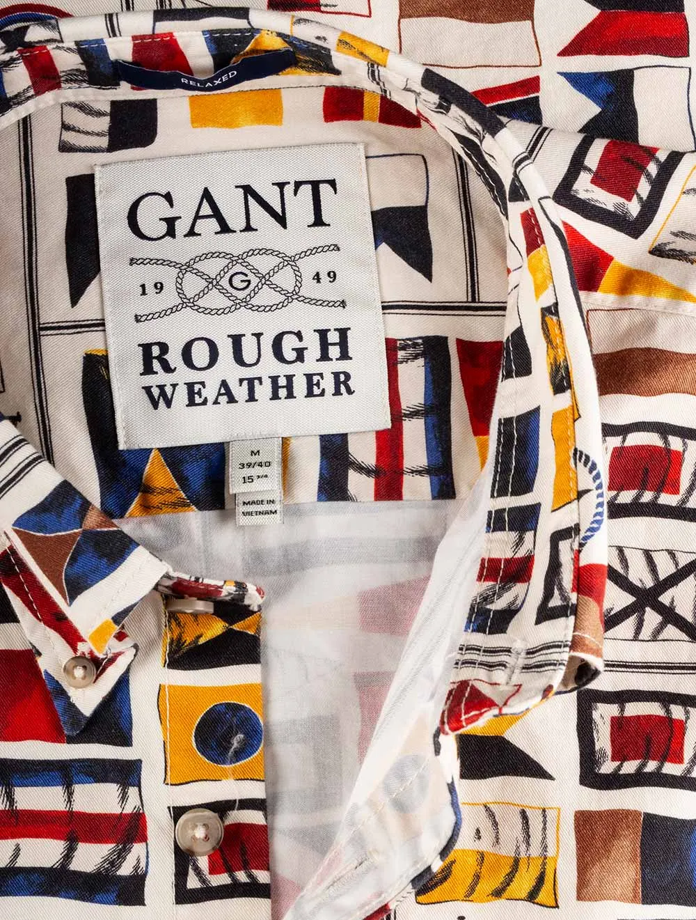 Rough Weather Relaxed Flag Print Shirt Caulk White