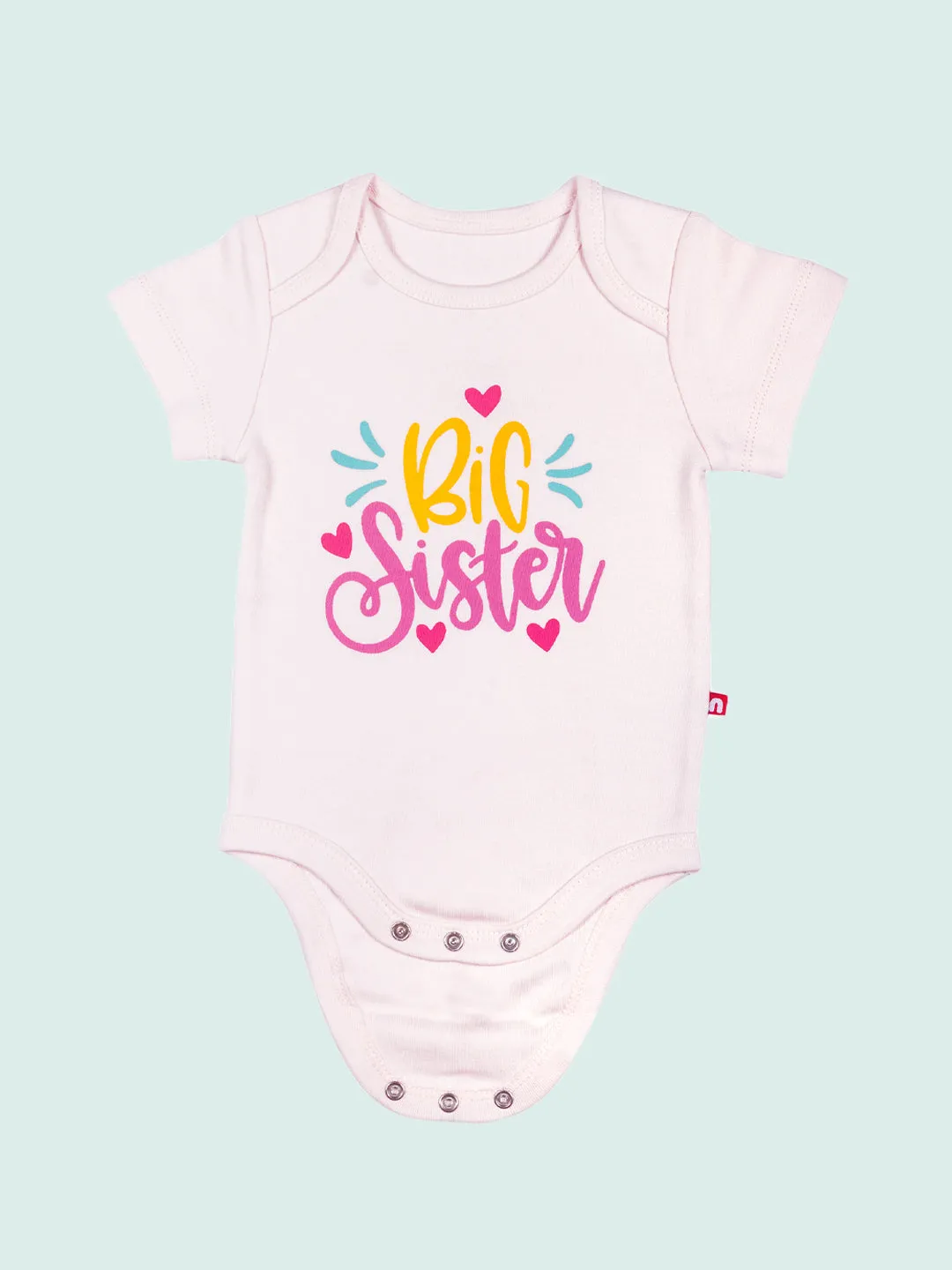 Round Neck Short Sleeves Pink Color Slogan Bodysuit For Baby Girl