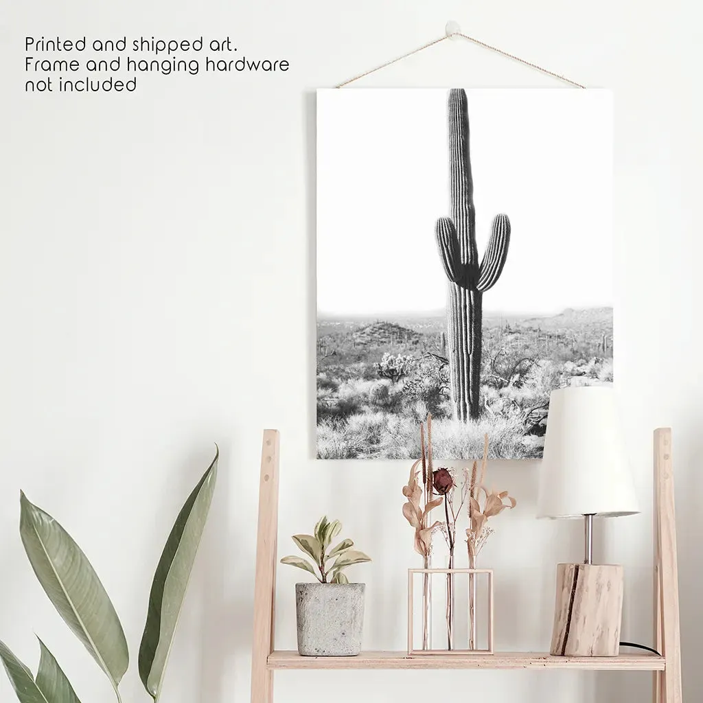 Saguaro Cactus Print. Black White Arizona Desert Nature