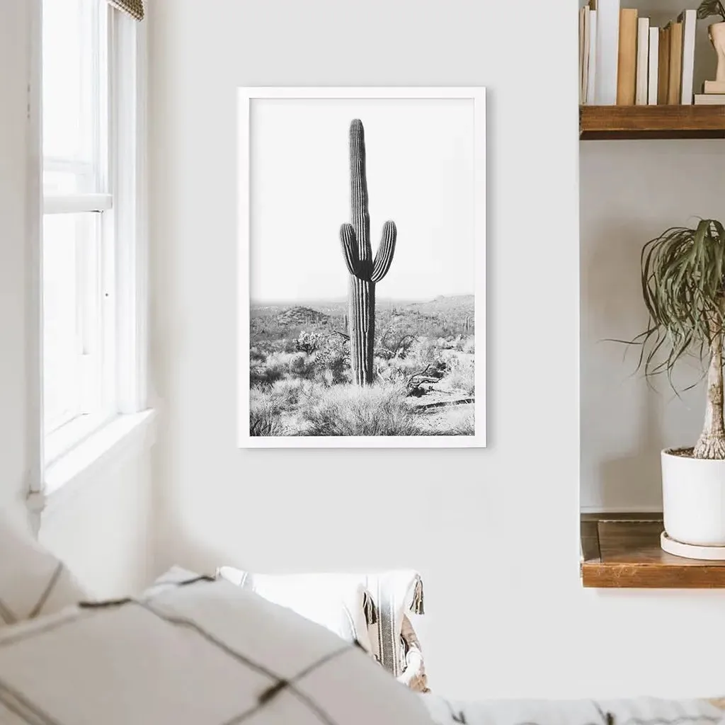 Saguaro Cactus Print. Black White Arizona Desert Nature