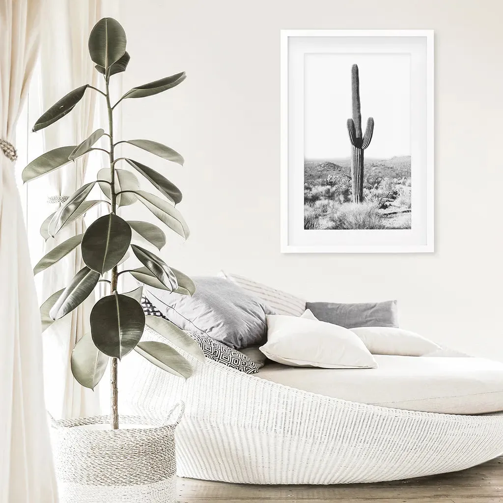 Saguaro Cactus Print. Black White Arizona Desert Nature