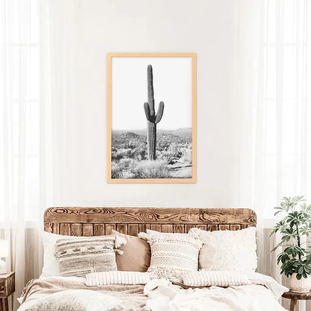 Saguaro Cactus Print. Black White Arizona Desert Nature