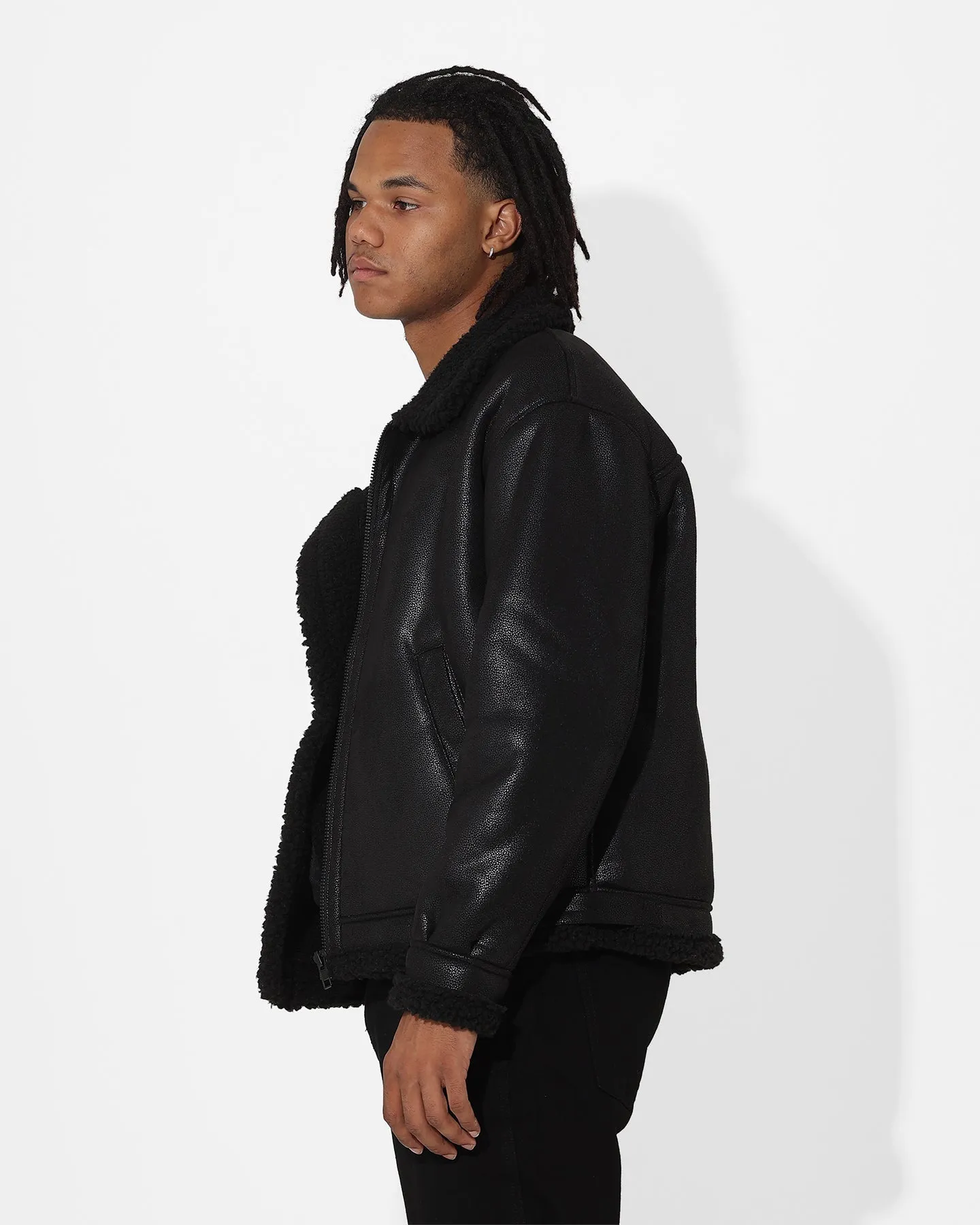 Saint Morta Shearling Oversized Jacket Black