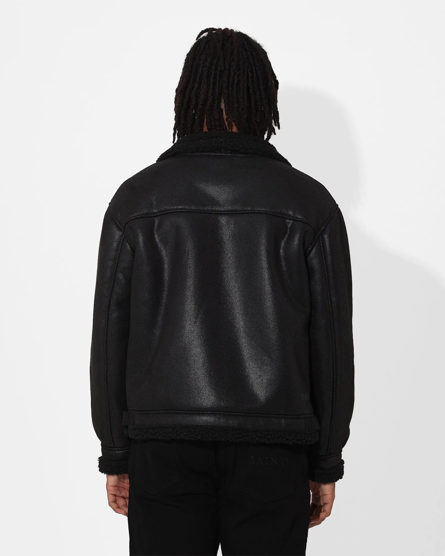 Saint Morta Shearling Oversized Jacket Black